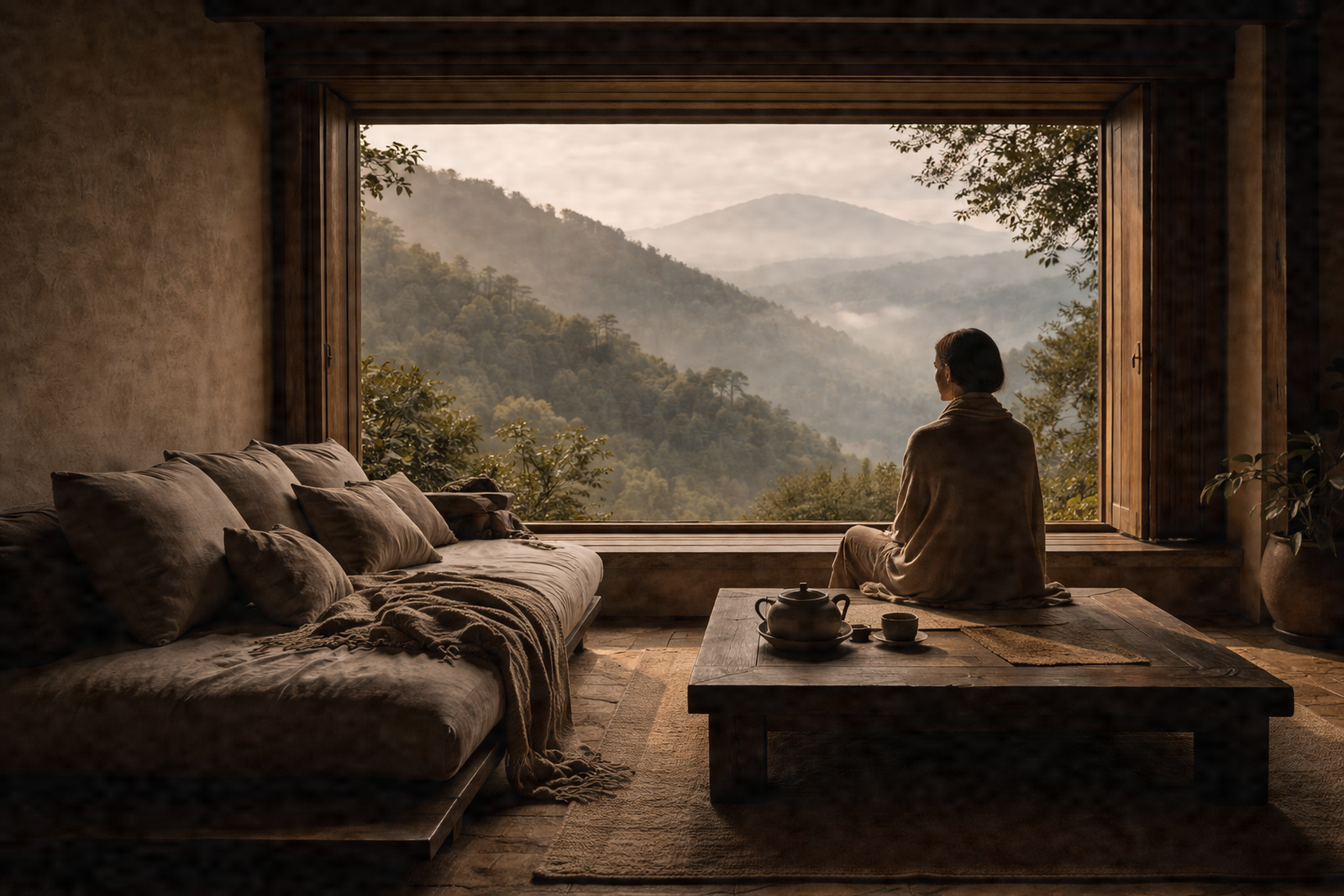 Quiet luxury retreat interiors for inner work